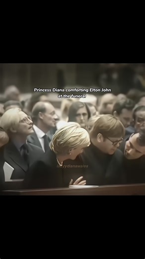 Princess Diana Comforts Elton John at Funeral