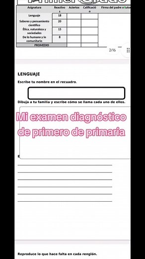 Examen Diagnóstico de Primer Grado de Primaria