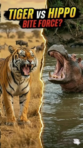 Tiger vs Hippo Bite Force #animals