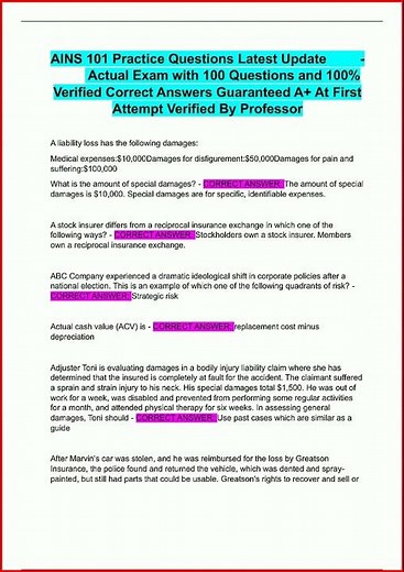 Ains 101 Practice Questions Latest Update Actual Exam With 1 video