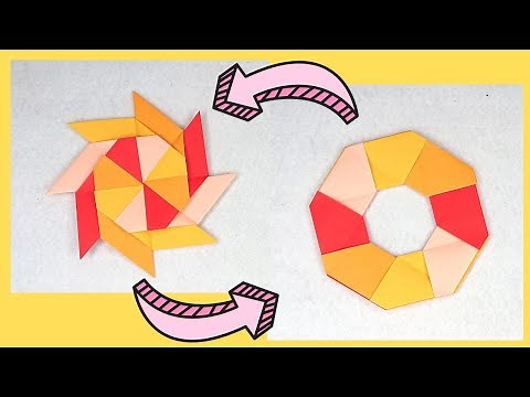 【変形する手裏剣 折り紙】8枚の折り紙を使って作る八方手裏剣の作り方／craft OKUYA