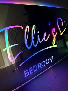 Personalised LED Mirror Bedroom Sign | Custom Name Sign | Custom Neon Illuminated Light up Bedroom Sign | Birthday Gift - Etsy