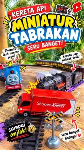 Drama tabrakan kereta FENFA Classic dengan mobil Pengantar paket Shope kebakaran #keretaapi #shorts
