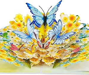 D4DREAM 3D Butterfly Card for Women - Floral Butterfly Pop Up Card Mothers Day Birthday Thinking of You Cards Sympathy Memorial Gifts for Grandma Mom Wife
