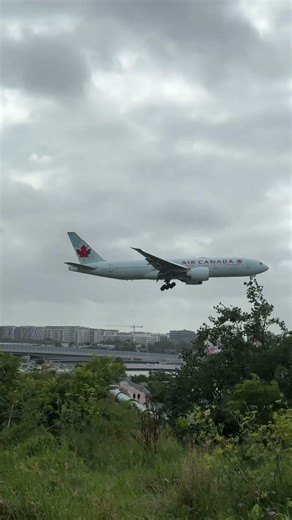 Air Canada 777 toothpaste livery on short finals for runway 16R 🇨🇦#aircanada #aviation #viral