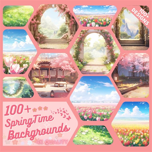 100  Spring Vtuber Backgrounds: Sakura, Tulip, Meadow (PNG Digital Download) - Etsy