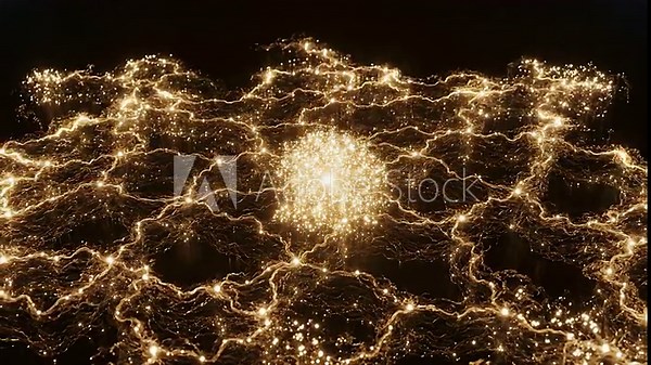 An Abstract Visualization, featuring a dynamic golden energy network, as seen in the Abstract Visualiz MP4.