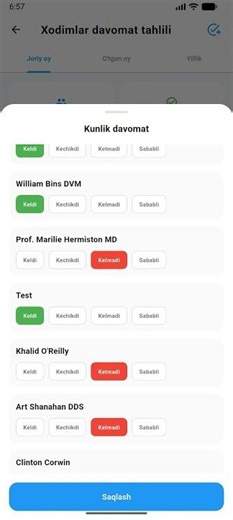 Hodimlar davomadini olish