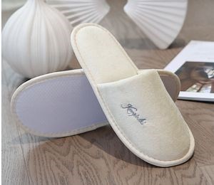 [Hot Item] High-Quality Embroidered Imitation Cotton Slippers - 5mm Anti-Slippy DOT Fabric Sole
