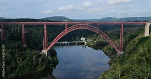 Garabit Viaduct, built by Gustave Eiffel on river Truyere, Cantal department, France,