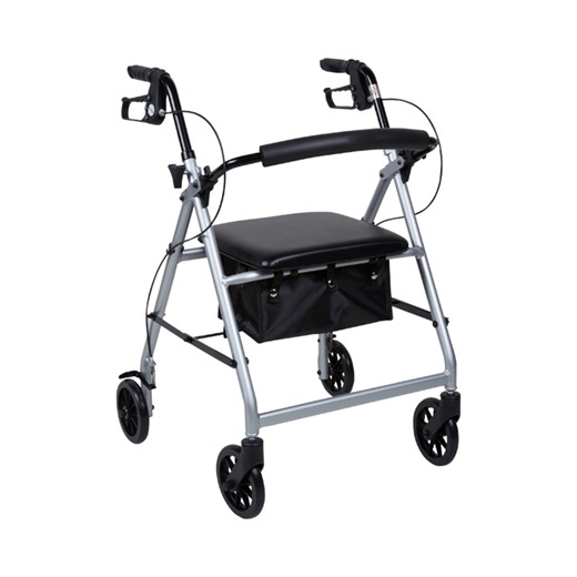 Strong Steel Walking Frame with Wheels Durable Heavy Duty Rollator Walker Portable Folding Mobility Aid for Elderly Outdoor Use