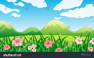 Nature Scene Background Flowers Field Illustration Stock Vector (Royalty Free) 1653961369 | Shutterstock