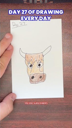 Day 27 drawing challenge: the cow that almost worked #shorts #art #fyp