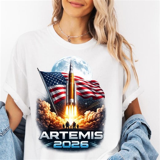 Artemis 2026 Rocket Launch T-shirt, Moon Mission Space Exploration Gift Graphic Tee - Etsy