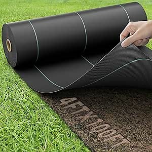 4FT x 100FT Weed Barrier Landscape Fabric Heavy Duty, 5.3oz Premium Weed Control Mats, Weed Blocker Driveway Fabric, Durable Breathable Material, Tree Ground Cover for Garden Farm Strawberry Landscape