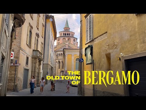 Old Town of Bergamo, Italy Walking Tour - 4K