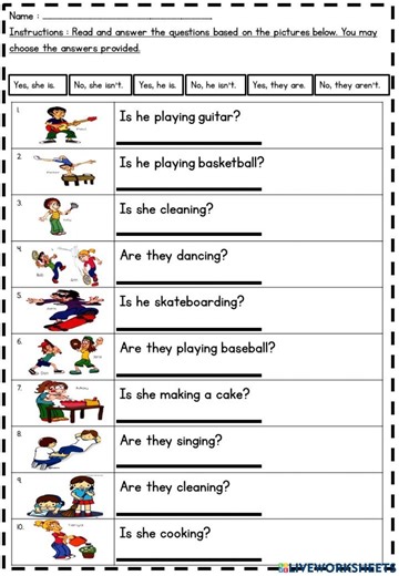 Present Continuous Tense (Question Form) worksheet