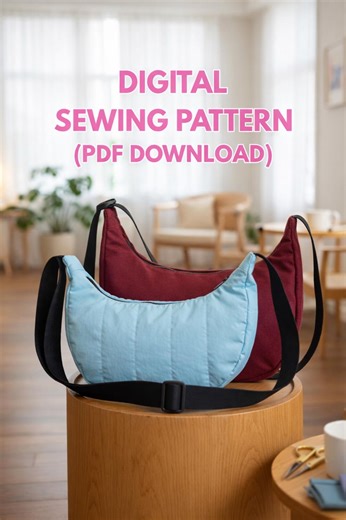 Crossbody Crescent Bag Sewing Pattern | Digital PDF Crosstown & Shoulder Bag Pattern | DIY Handbag Tutorial | Instant Download - Etsy