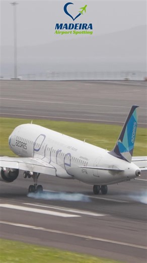 Pure landing Azores Airlines Airbus A320neo at Madeira Airport
