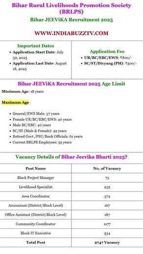 Bihar JEEViKA Recruitment 2025: Online Apply #latestgovtjobs #shortsfeed #shorts #youtubeshort