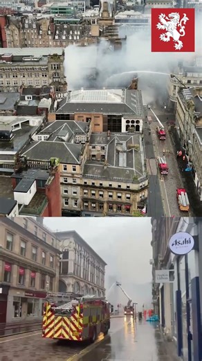 Drone view shows aftermath of huge blaze in Glasgow city centre