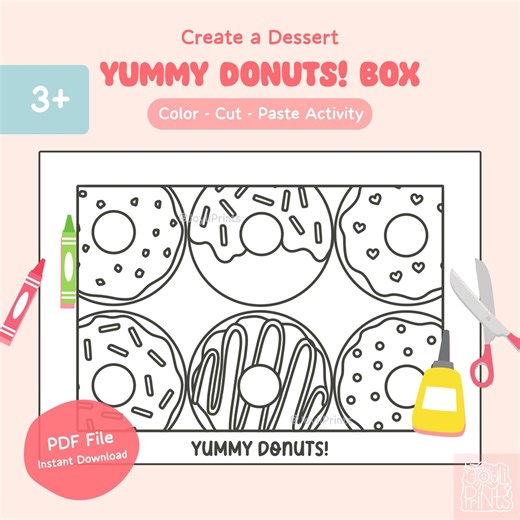 Donut Coloring Pages & Cut and Paste Craft: Fine Motor Skills Activity (digital Download) - Etsy