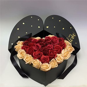 [Hot Item] Luxury Gift Double Open Chocolate Box Heart Shape Gift Packaging Rose Flower Box