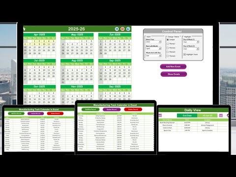 Manufacturing Task Calendar in Excel