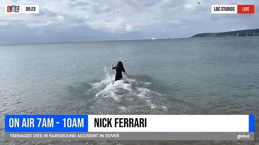 After a shark attacked a swimmer off the British coast Nick Ferrari set a challenge for an LBC Reporter - "Go for a swim..." | LBC