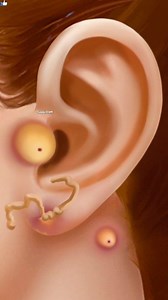 Large Cyst & Blackhead Removal Behind Ear | ASMR Care Animation #earcleaning #satisfying #reelsfacebook #animation #skincare Tunnig ASMR | Tunnig ASMR