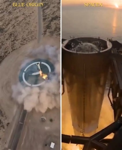 2.6M views · 8.9K reactions | Different boosters, different landing styles. . .  Blue Origin/SpaceX #elonmusk #SpaceTech #innovation #Space #starship #raptor #technology #research #development #SpaceX #BlueOrigin | Space Exploration | Facebook