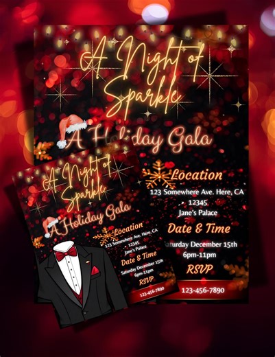 Digital Holiday Gala Party Invite. Editable Christmas Gala Template. - Etsy