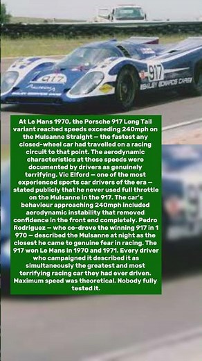 The Porsche 917 Reached 240mph at Le Mans. The Drivers Said They Never Used Full Throttle
