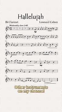 Hallelujah (Leonard Cohen) Clarinet Playalong Bb sheet music & backing track