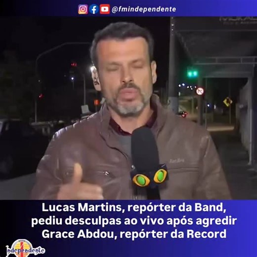 Lucas Martins, repórter da Band, se desculpou ao vivo após o episódio envolvendo a repórter Grace Abdou, da Record. O pedido de desculpas veio em meio à forte repercussão do caso nas redes e entre profissionais da imprensa. | Rádio Independente FM 93,7