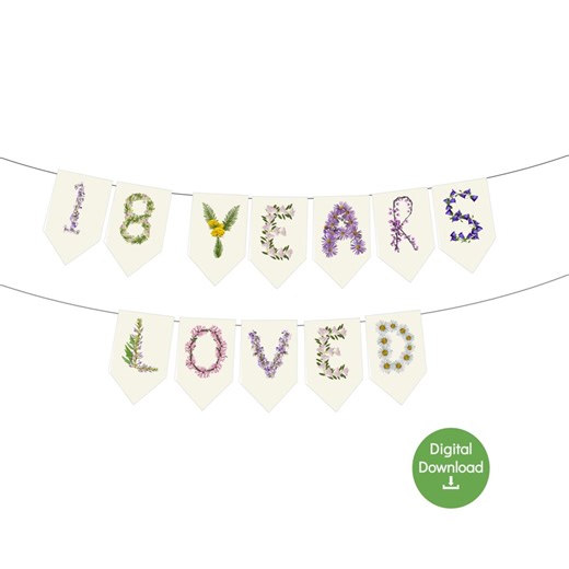 Printable 18th Birthday Banner - Digital Download - Eighteenth Birthday Decor - 18 Years Loved - Etsy