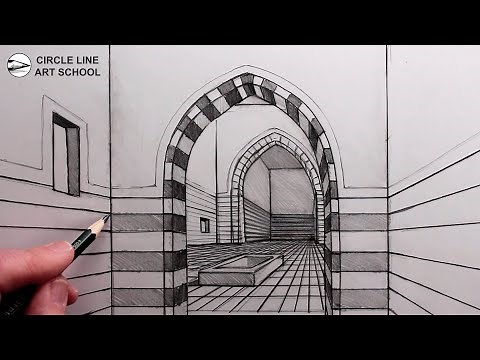 How to Draw a Room with an Arch in One-Point Perspective: Narrated