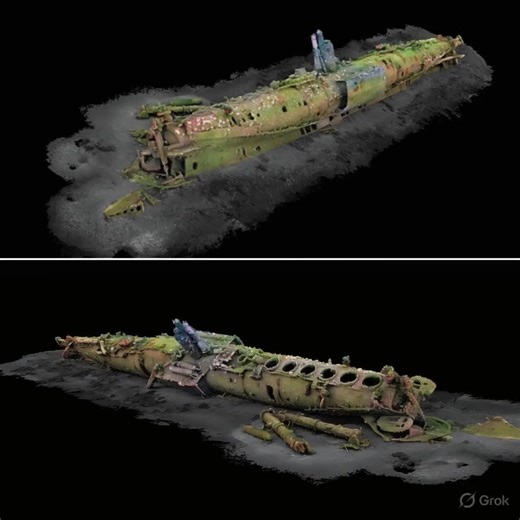 UC-71 scuttled by her own crew revealed through detailed 3D wreck model. The wreck of German submarine UC-71 lies on a flat seabed in about 22 meters of water off the Heligoland archipelago, where she has rested since February 20, 1919. Modern underwater surveys captured thousands of high-resolution images using advanced cameras and lighting, allowing researchers to create a highly detailed 3D digital model of the submarine. The model clearly shows multiple hatches open across the vessel, provid