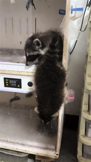 两只小浣熊想越狱#浣熊幼崽#北美浣熊#浣熊养殖#小浣熊🦝 #浣熊养成记