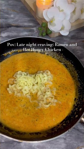 Buldak Carbonara with Hot Honey Chicken🌶️ #foryou #ramen #viral #trending #buldak