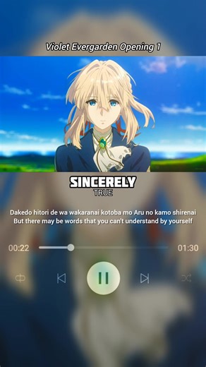 Sincerely - TRUE | Violet Evergarden Opening 1 #anime #opening #songlyrics #violetevergarden #fyp