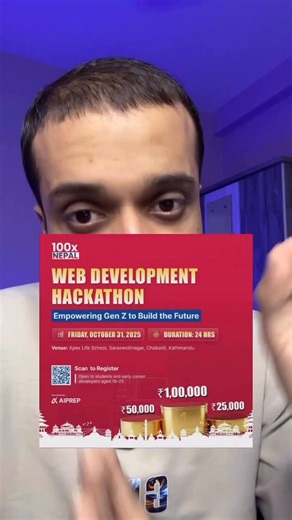 Swikar Codes | Spreading Coding Culture and Computer Science on Instagram: "100xNepal Hackathon, Deadline Oct 29, Register here: 100xnepal.com"