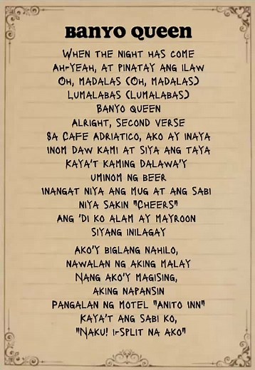 Banyo Queen Song Lyrics Tagalog and TikTok | 2024 Music