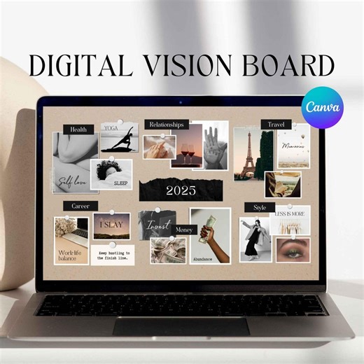 Digital Vision Board Kit 2026, Canva Vision Board Template, Drag & Drop Template With Aesthetic Images, Digital Mood Board Editable in Canva - Etsy Canada