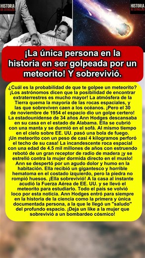 Una roca de 4kg perforó su techo mientras dormía. La increíble historia de Ann Hodges en 1954.