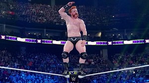 Sheamus mocks Jeff Hardy from top rope during Triple Threat U.S. Title showdown