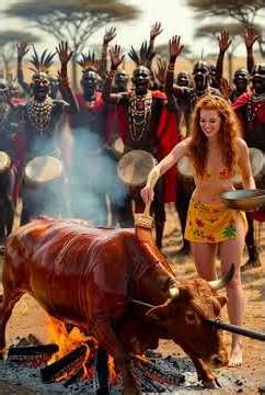 African Tribal Dance & Cooking Cow Feast with Traditional Music🐄🐄 #africa #africadance