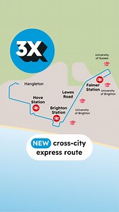 59K views · 216 reactions | The 3X arrives on Sunday! Check out our brand-new cross-city express bus route here  Tomorrow, we’ll be at Brighton and Hove stations throughout the day with information about the new route and a few 3Xtra special surprises… | Brighton & Hove Buses | Facebook