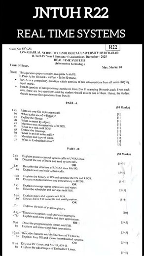 🚨 JNTUH R22 ALERT!4-1 Real Time Systems Question Paper 🔐📄 #ytshorts #shorts #jntuh