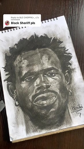 Charcoal Drawing of NLE Choppa: Artistic Talent in Action!